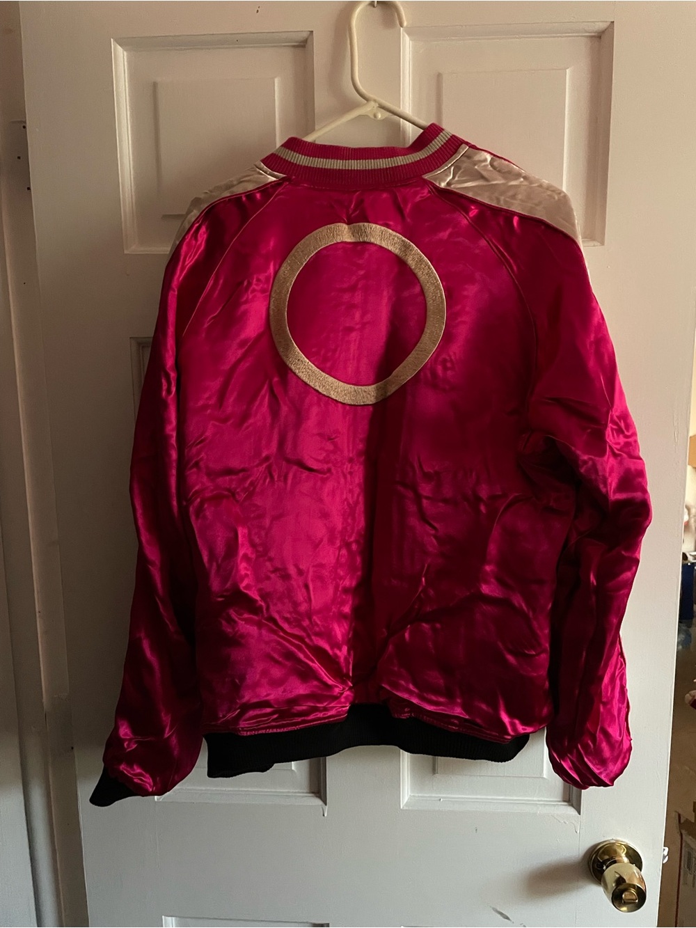 Sakura Embroidered Pink & Black Reversible Bomber Jacket - Picture 8 of 8